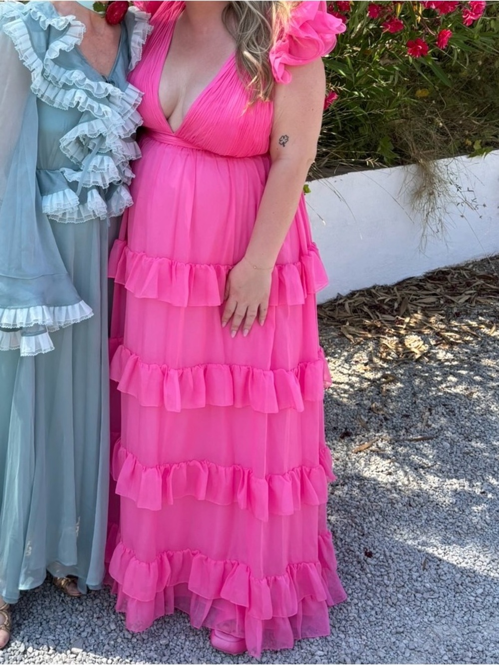 Mac Duggal - Tiered Ruffle Maxi Dress in Bright Pink